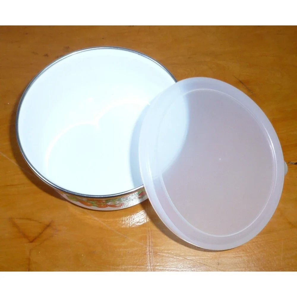 Kobe Kitchen Enamel Metal Mixing Bowls Set Of 3 Strawberry Vintage With Lids